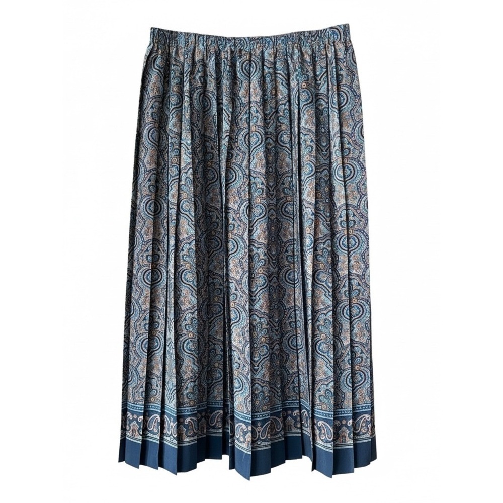 Vintage Leslie Fay Paisley Pleated‎ Midi Skirt Size 12 Cottagecore Academia